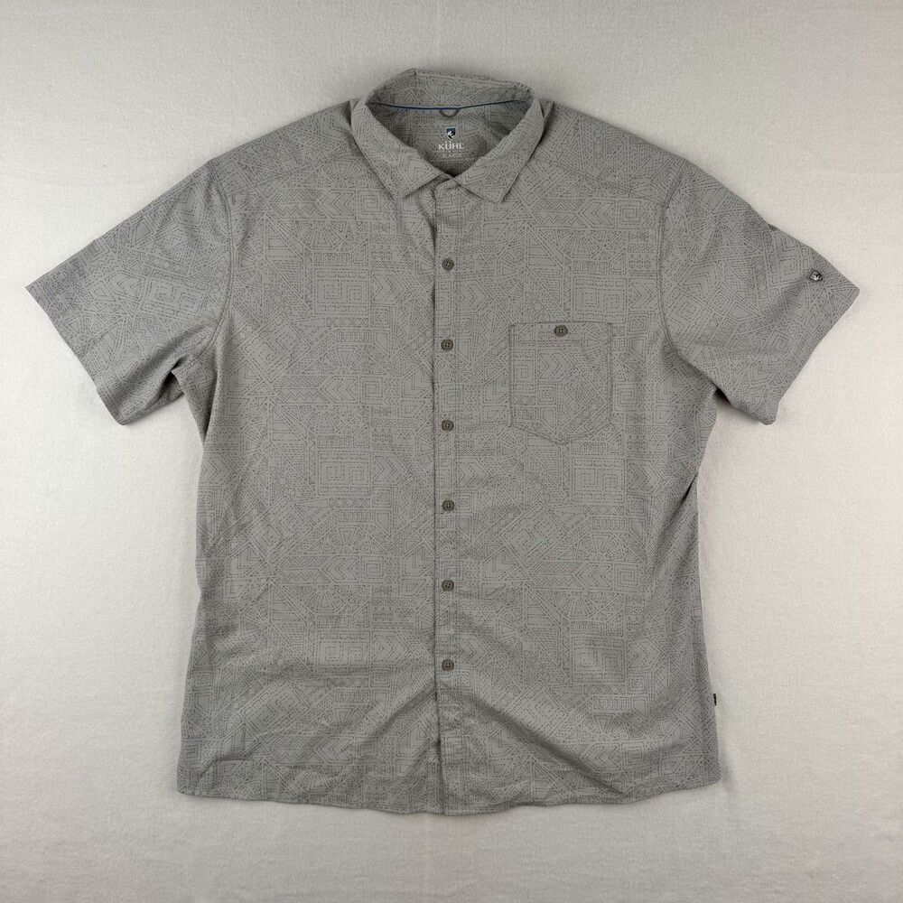 Kuhl Persuadr Shirt Mens XL Gray Geometric Aztec Performance Lightweight Outdoor